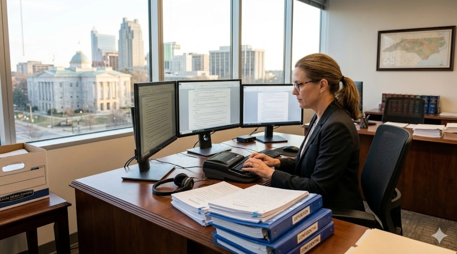 Court Reporters North Carolina preparing accurate legal deposition transcripts for attorneys by Legal Media Experts