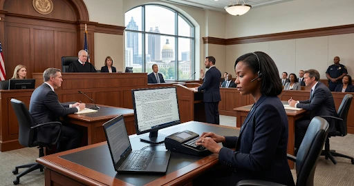 Court Reporting Services in Atlanta delivering accurate real-time legal transcription and litigation support services by Legal Media Experts